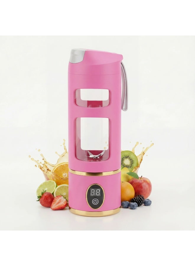 Luxury Portable Blender 450ml - High-Performance 12-Blade Personal Juicer with Digital Display & Gold Accents - USB Rechargeable Smoothie Maker for Travel & Office - Image 1